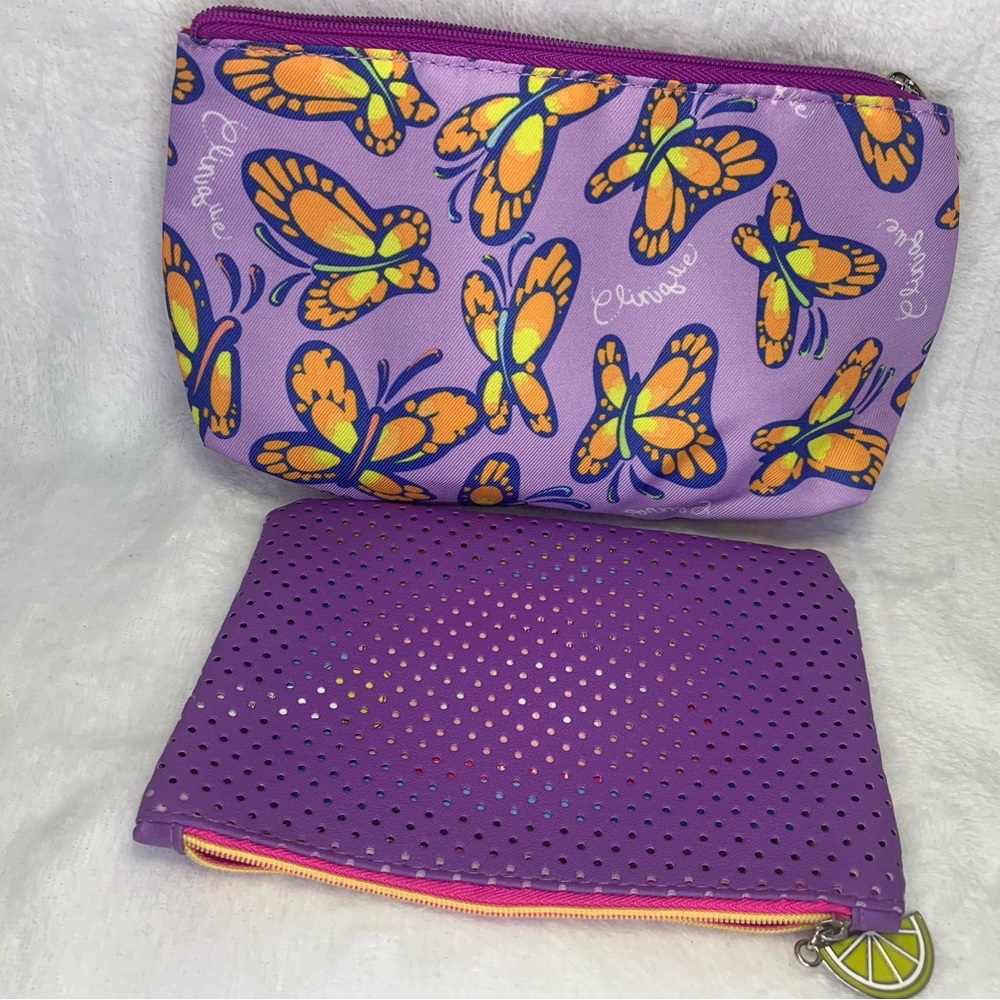 Butterfly print makeup bag with a multi-coloured design #butterflyprint